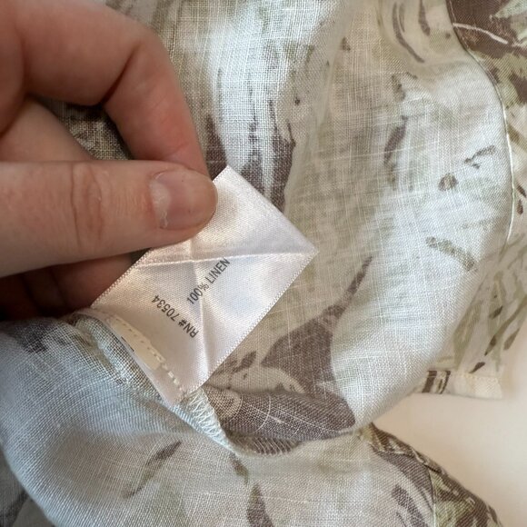 Orvis 100% Linen Women's Button-Up Short Sleeve Top Medium Tropical Floral Tan - Picture 4 of 6